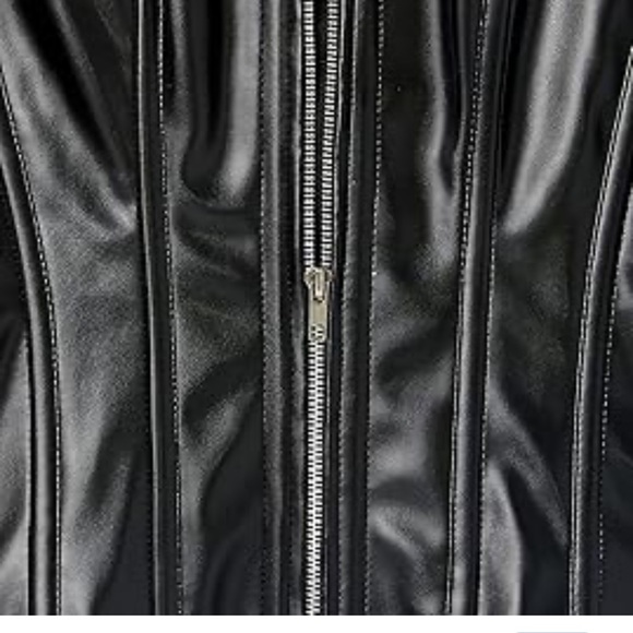 Fashion Nova Black Strapless Faux Leather Zipper Mini Dress - Picture 5 of 6